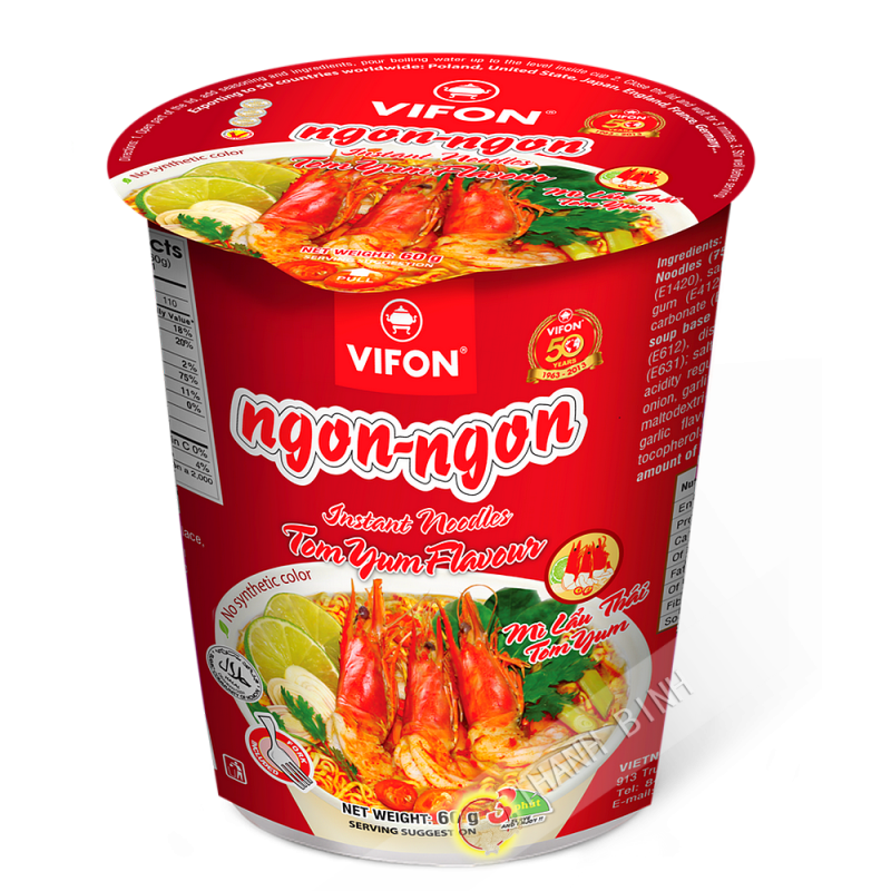 Лапша Vifon ngon-ngon со вкусом тайского том-ям, 60г, Вьетнам, 60 г. Vifon лапша. Лапша быстрого приготовления Vifon. Лапша Вьетнам том ям.