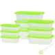 Box food plastic rectangle microwave and refrigerator, lot of 9pcs green INOMATA Japan