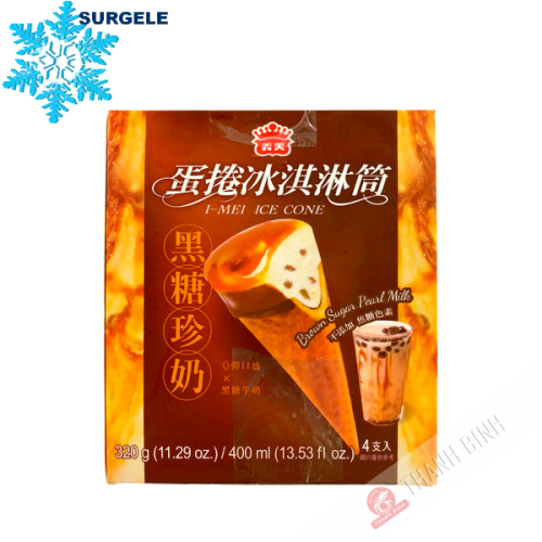 Bubble tea ice cream brown sugar with pearls 4 wafers IMEI 320g Taiwan - SURGELES