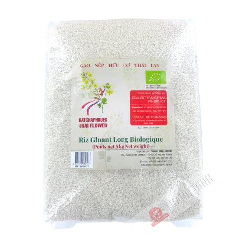 Arroz largo y pegajoso ORGÁNICO con sabor a FLOR TAILANDESA DE RATCHAPHRUEK 5 kg Tailandia