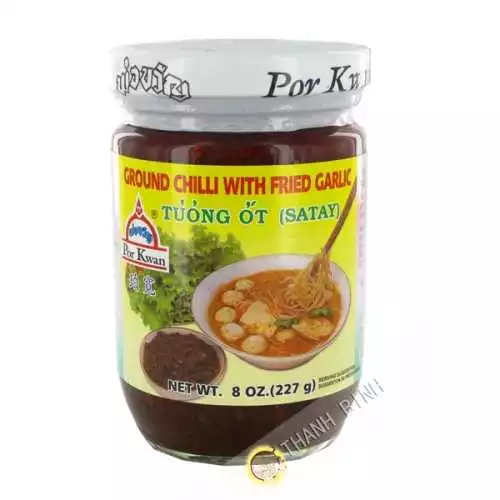 Ground chilli with fried garlic, chilli sauce Satay POR KWAN 227g Thailand