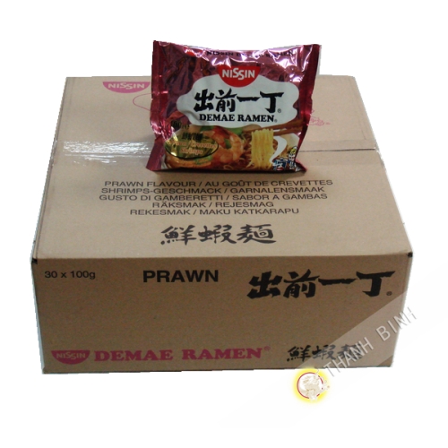 Sopa de fideos Ramen Demae camarón NISSIN de cartón 30x100g Hungría