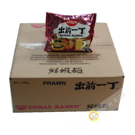 Soupe nouille Ramen Demae crevette NISSIN carton 30x100g Hongrie