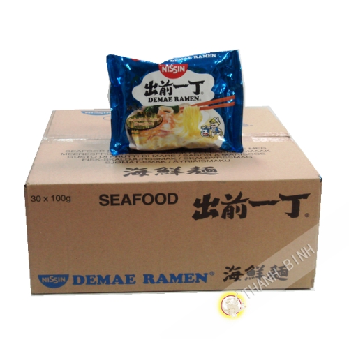 Sopa de fideos Ramen Demae mariscos NISSIN de cartón 30x100g Hungría